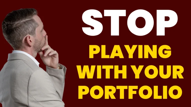 Dominic James Murray looking at the words, "Stop Playing With Your Portfolio"